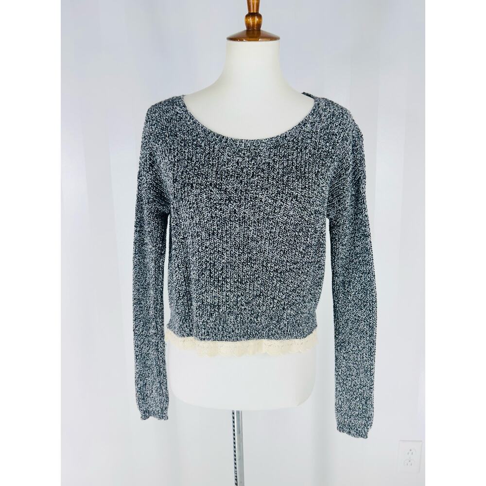 KIMCHI BLUE Women’s Black/White Cropped Oversized Sweater Sz XS